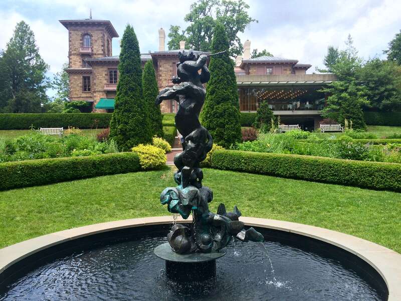 Prospect House, a National Historic Landmark, is the faculty dining club of Princeton University.  The sculpture at the center of the fountain in the garden is Centaur by Dimitri Hadzi (1954) in Bronze.  It was a gift of Brian P. Leeb, Princeton