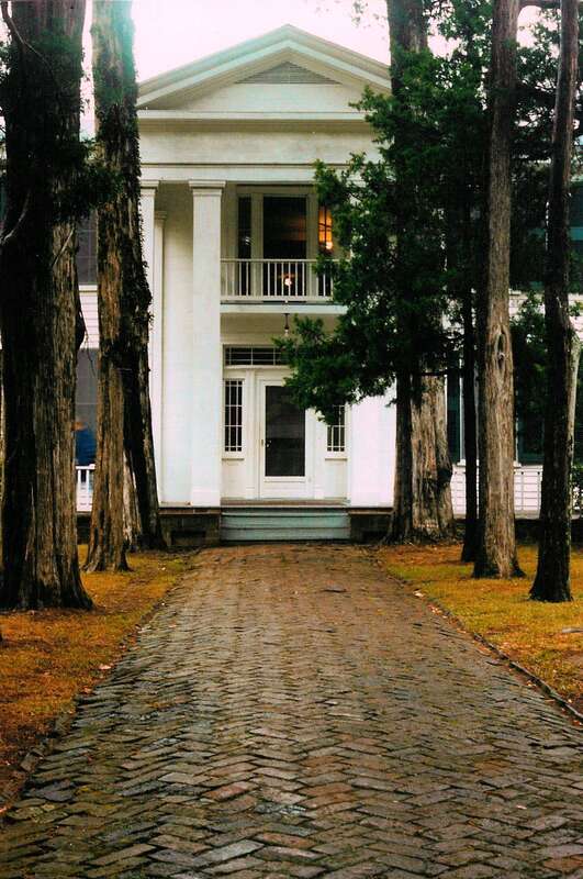 Front walk and entrance of Rowan Oak, the home of Nobel laureate and American novelist William Faulkner in Oxford, Mississippi. It is now owned and maintained by the University of Mississippi as a museum. One of the oldest structures in Oxford, this