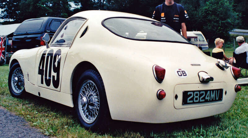 Rear view of 2824 MV, a Speedwell &quot;Frogeye&quot; Sebring Sprite. This very car took part in the 1960 Liège-Rome-Liège rally at the hands of Dan Margulies.