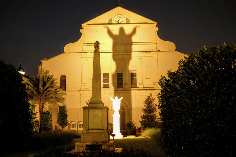 St. Louis Cathedral from the back - famous shadow - New Orleans Sept 2016