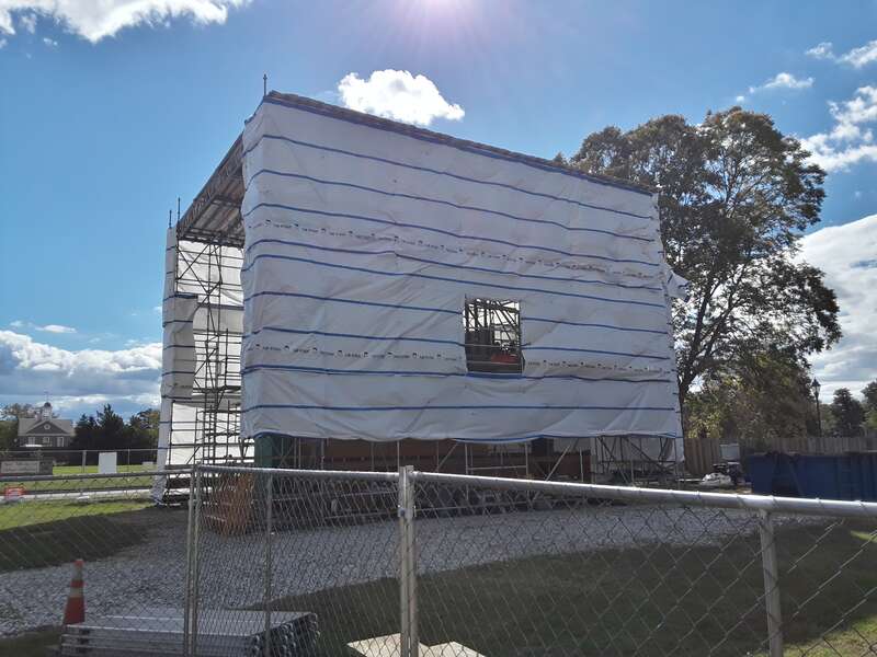 The Williamsburg Bray School being restored at its new location within Colonial Williamsburg