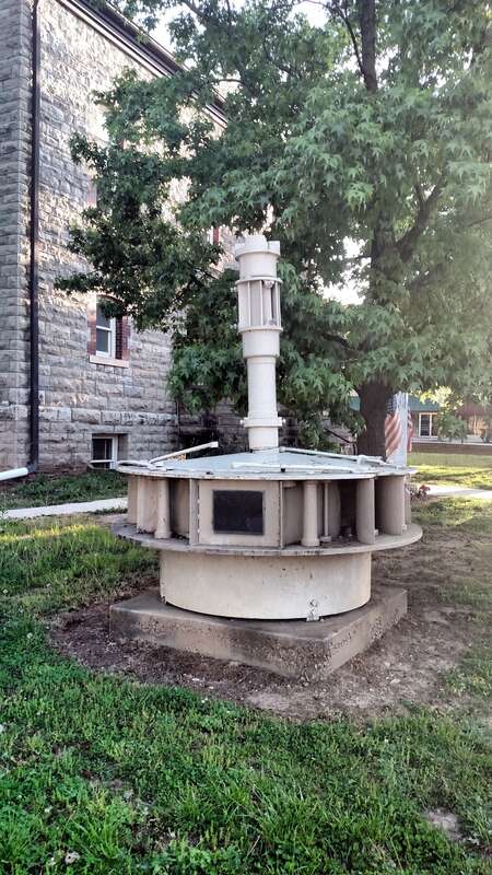 Turbine from first dam in Marion County, AR on courthouse grounds