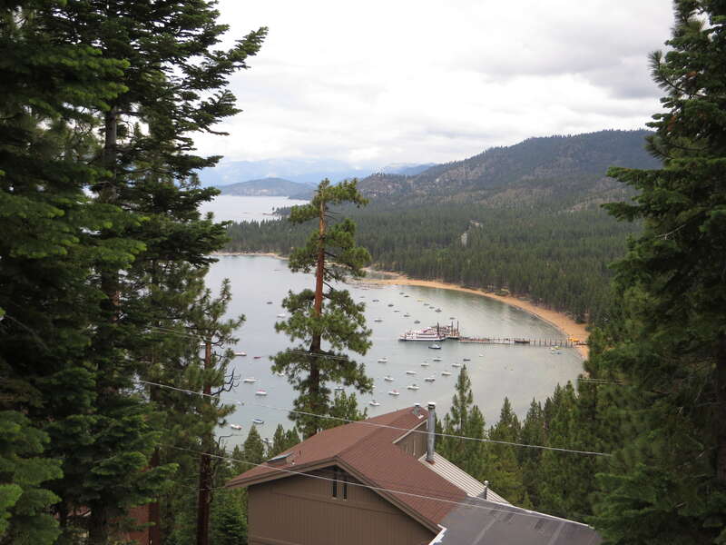 Lake Tahoe is a large freshwater lake in the Sierra Nevada of the United States. At a surface elevation of 6,225 ft (1,897 m), it is located along the border between California and Nevada, west of Carson City. Lake Tahoe is the largest alpine lake in