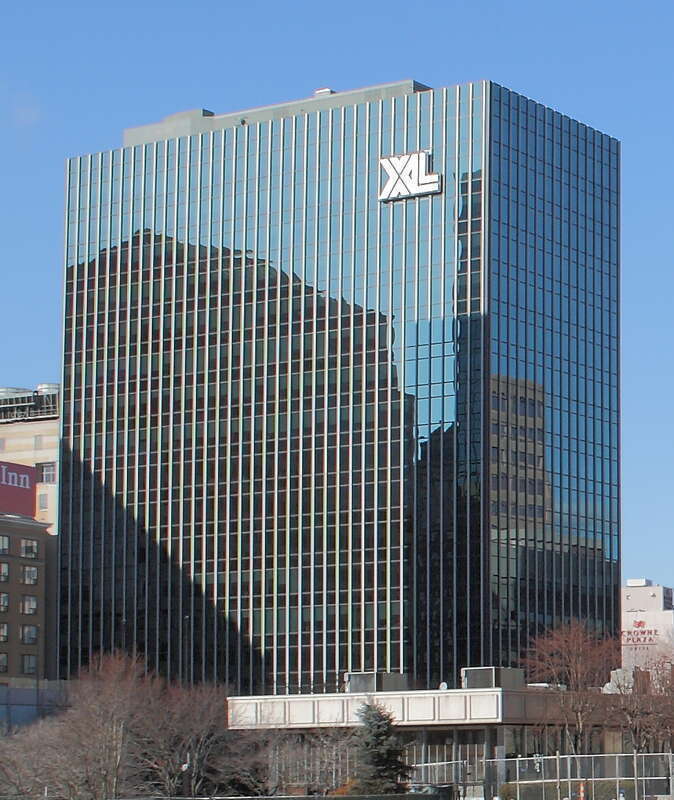 he former Clarion Hotel building and its surroundings in Hartford, Connecticut, with the recently-demolished Broadcast House site in the foreground