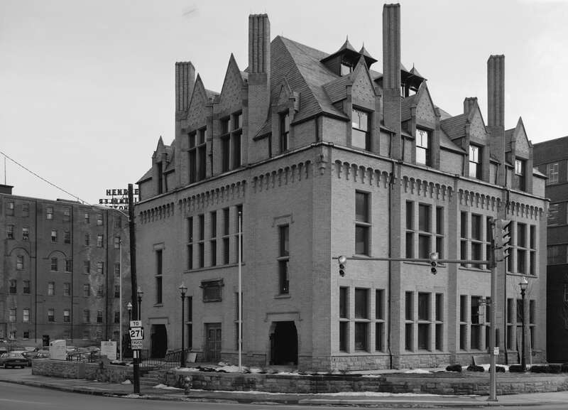 Carnegie Library in Johnstown, commissioned March 9, 1890 after the Great Johnstown Flood the previous year. The fourth library commissioned by Carnegie in America. Opened 1892, the third to open in America. On the NRHP since 1972 at 304 Washington