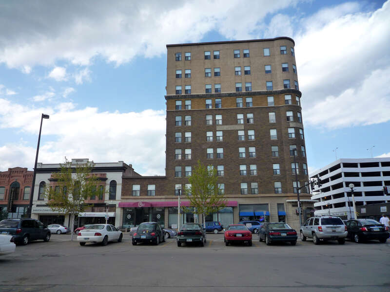Downtown Bismarck, North Dakota, USA.  The McKenzie Building opened on January 1, 1911 as the McKenzie Hotel by Alexander McKenzie. Edward Patterson would purchase the hotel and rename it the Patterson Hotel in 1923, after McKenzie's death.
