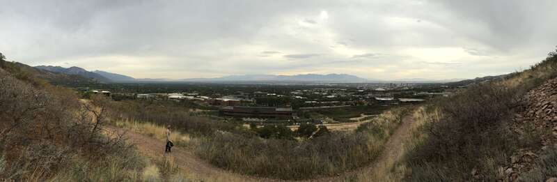 Panorama south and west across the southern portion of Salt Lake City from Red Butte Skyline Nature Trail near the Natural History Museum of Utah