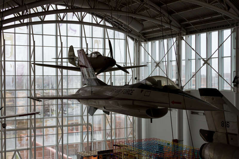 A YF-16 on display at the Virginia Air and Space Center in Hampton, Virginia.