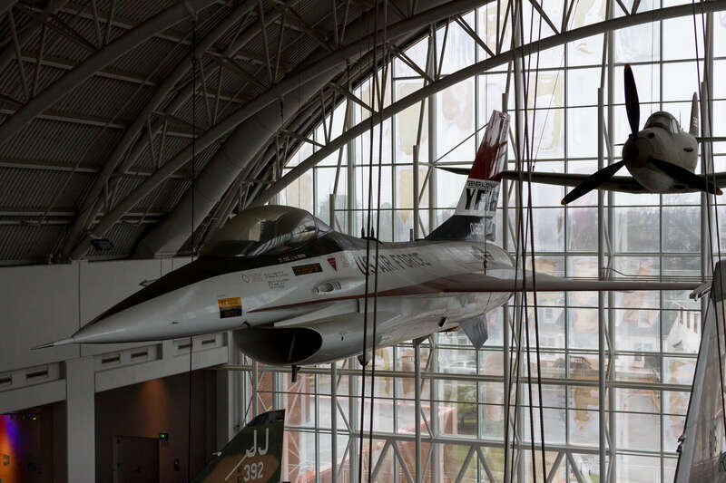 A YF-16 on display at the Virginia Air and Space Center in Hampton, Virginia.