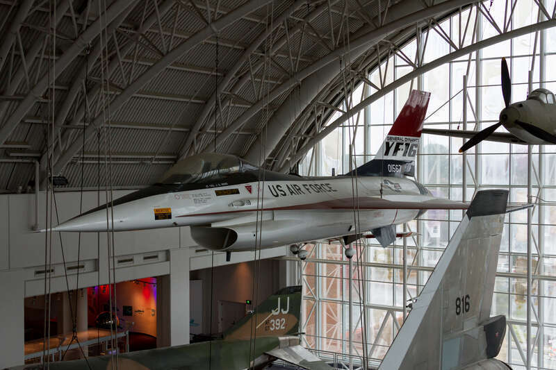 A YF-16 on display at the Virginia Air and Space Center in Hampton, Virginia.
