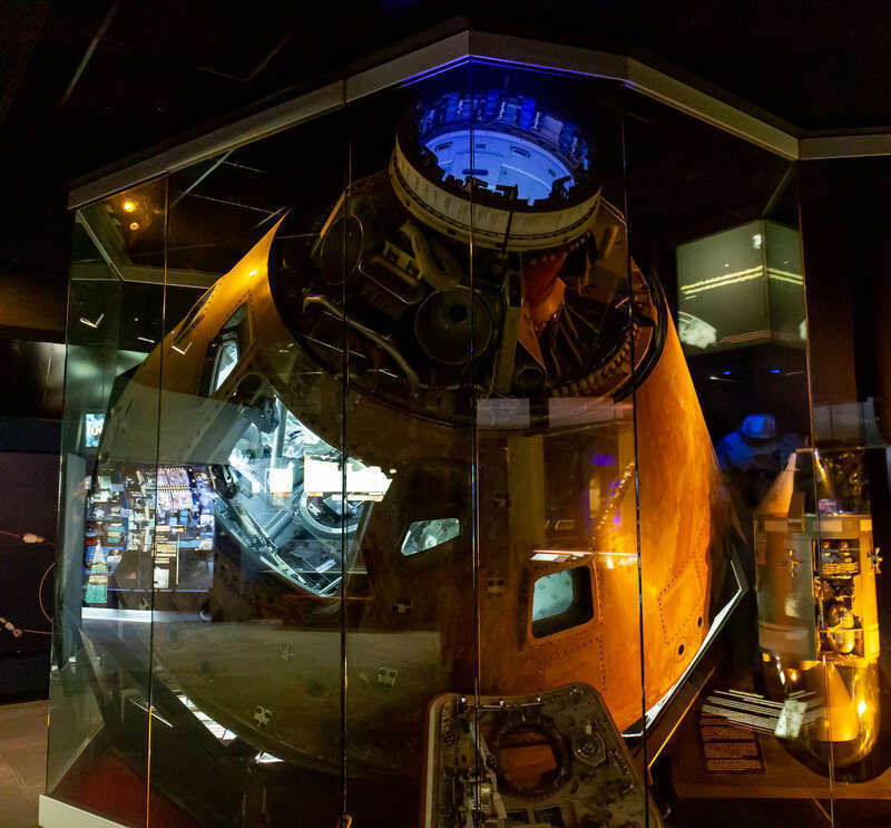 The Apollo 13 command module on display at the Cosmosphere in Hutchinson, Kansas.