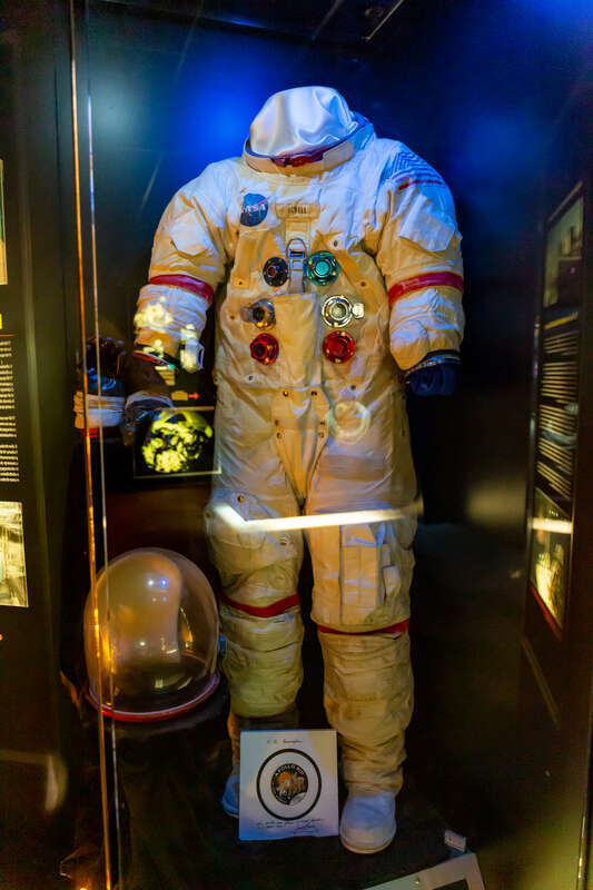 Jim Lovell's Apollo 13 spacesuit on display at the Cosmosphere in Hutchinson, Kansas.