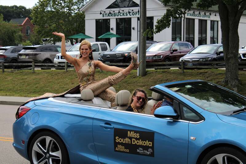 Miss South Dakota Kaitlin O'Neill in the 2021 Show Us Your Shoes Parade in Mystic, Connecticut.