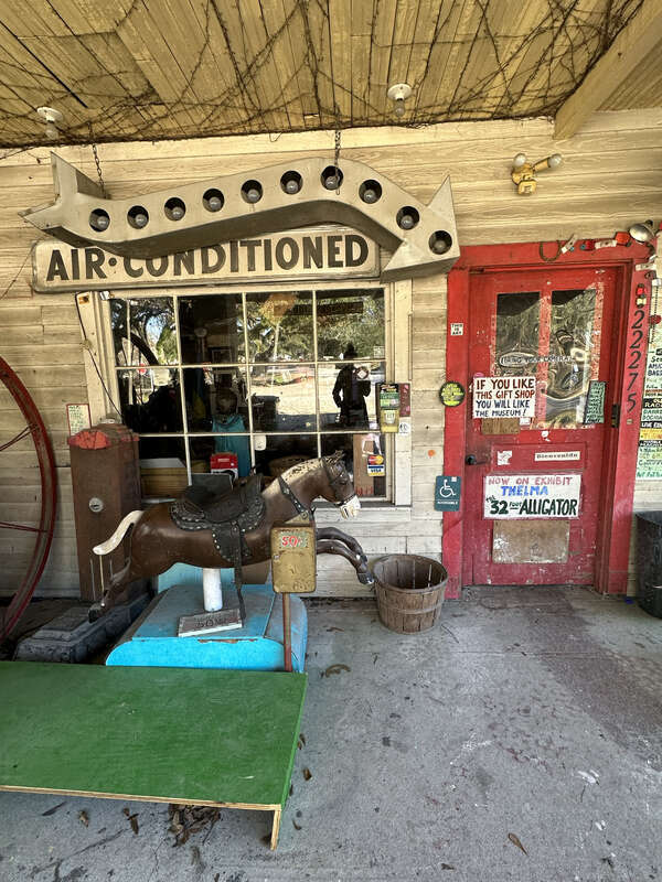 The front entrance to a self-guided tour at the Abita Springs Mystery House Museum was created by a Louisiana artist known as John Preble.