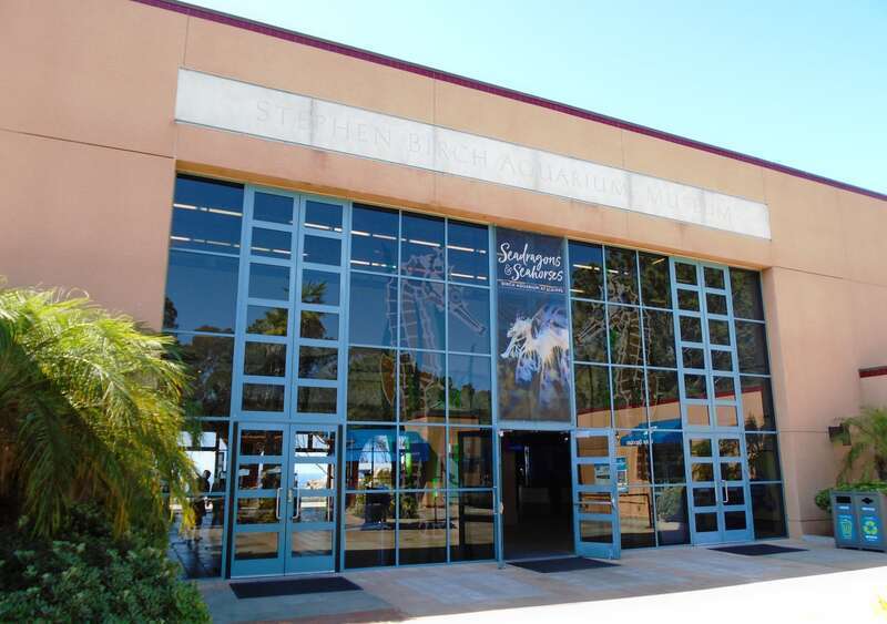 The entrance to the Birch Aquarium at the Scripps Institute of Oceanography of the University of San Diego in La Jolla, California.