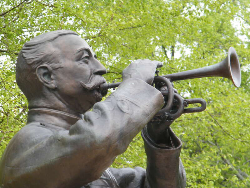 A statue of Bowen R. Church at the Roger Williams Park in Providence, Rhode Island.