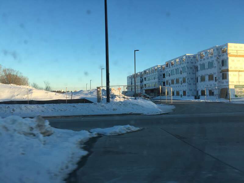 Construction of a new hotel just off Highway 172 and the Fox River on Broadway St. in Green Bay, WI.