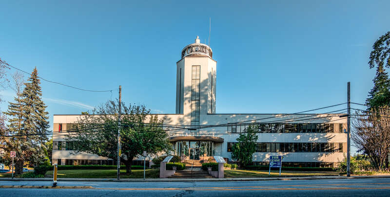 Cal-Art Tower, an Art Deco building in Providence Rhode Island. California Artificial Flower Company. Built 1939.
