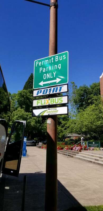 In addition to stopping at the Eugene Amtrak Station, the Cascades POINT stops here outside the School of Law at E 15th and Agate street.
Information about stops, schedules, and tickets can be found at &amp;lt;a href=&quot;https://www.oregon-point.com&quot;