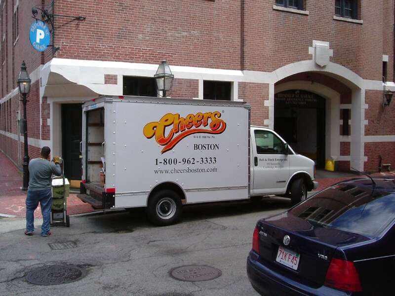 Cheers Delivery Van near the Brimmer Street Garage (Brimmer St at Chestnut St) in Boston, Massachusetts, USA.