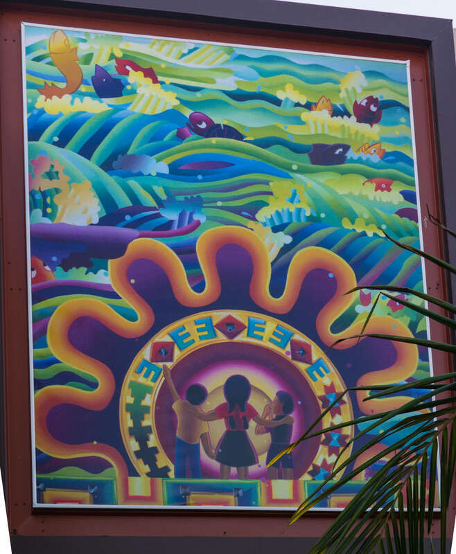 Building on North side of park