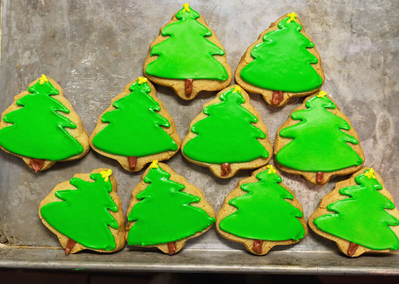 Emily baked these delicious Christmas Tree shortbread cookies at Church Street Coffee &amp;amp; Books