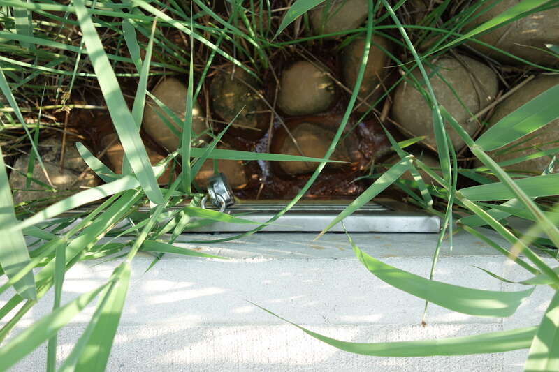 Looking down from a newly-constructed footbridge on the promenade around Meadow Lake in the Meadow Lake section of Flushing Meadows–Corona Park, on Meadow Lake Drive near Jewel Avenue / 69th Road between Forest Hills and Queensboro Hill, Queens. The