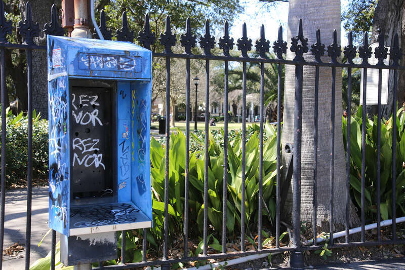 New Orleans. On fence at Washington Park.