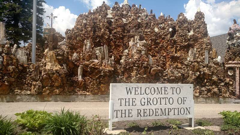 Entrance sign to the Grotto of the Redemption