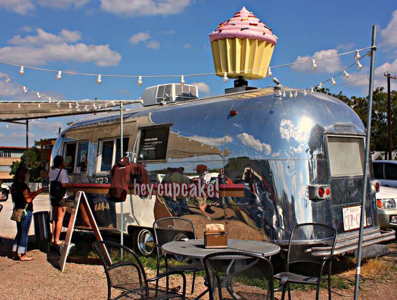 The famous &quot;Hey Cupcake!&quot; AirStream on South Congress in Austin, Texas.  This very popular restaurant is owned by the famous Austin entrepreneur, Wes Hurt, who has several locations across central Texas.
Here's their menu from the website: