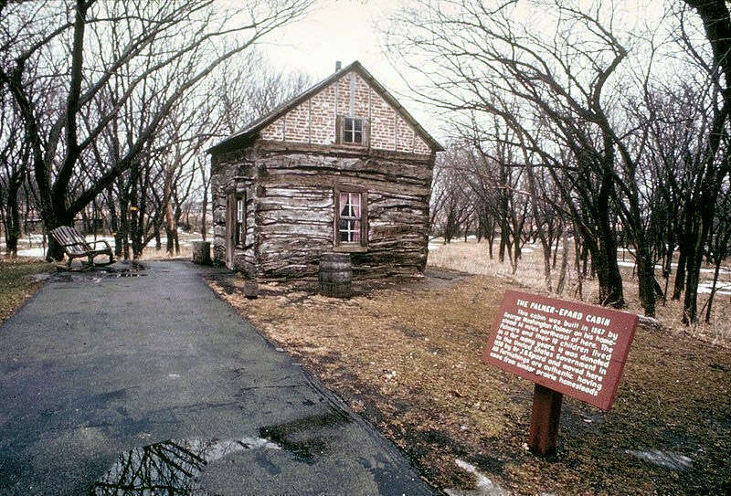 Historic Palmer-Epard-cabin in Homestead National Monument of America, Nebraska, USA. This cabin was build around 1867 on a homestead in the vicinity of the National Monument. It was acquired in 1966 and moved to its current location where it was