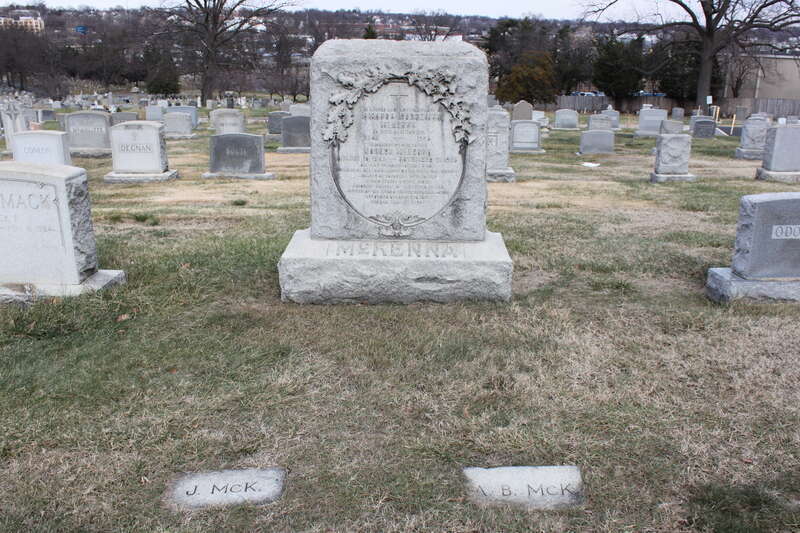 Grave of Joseph McKenna and Amanda Borneman McKenna in Mount Olivet Cemetery, Washington, D.C.