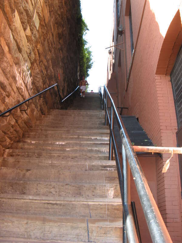 Looking up the Exorcist steps in Georgetown.