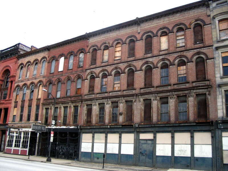 A portion of Louisville's historic Whiskey Row on West Main Street. The building's shown here are addresses 123 - 129 West Main.