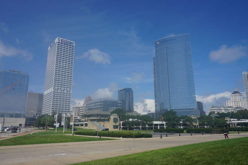 The skyline of Milwaukee, Wisconsin (United States).