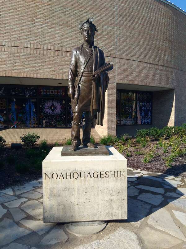 Monument of Chief Noahquageshik, located along the Grand River, in Grand Rapids, MI.