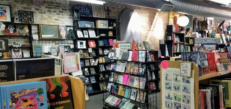 Inside Quimby's Bookstore, Chicago, Illinois, United States