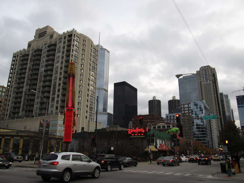 River North is a neighborhood in the Near North Side community area of Chicago, Illinois bounded by Michigan Avenue to the east, Chicago Avenue to the north, and the Chicago River to the south and west. 
The River North neighborhood got its name from