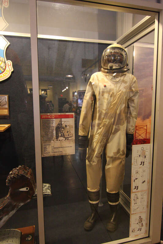 An outfit worn by a rocket fuel handler on display at the Titan Missile Museum in Arizona. See: www.titanmissilemuseum.org/