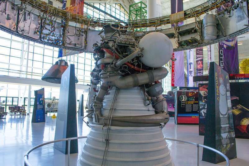 A Saturn V rocket engine at the Evergreen Aviation and Space Museum