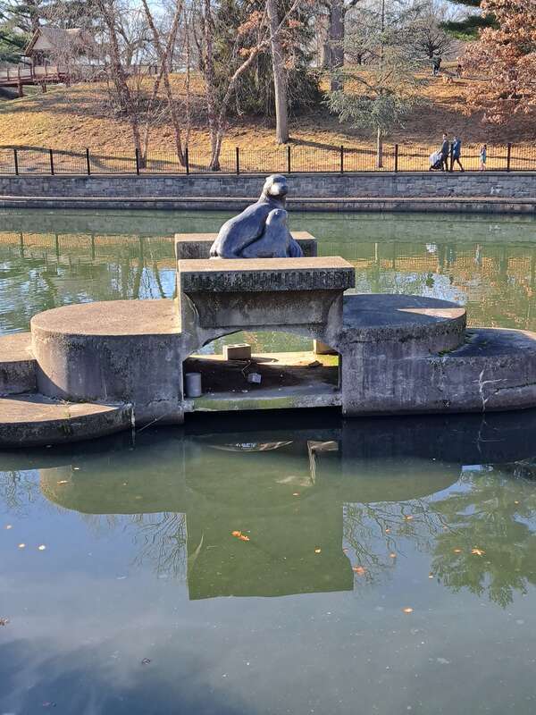sea lion sculpture at Roger Williams Park