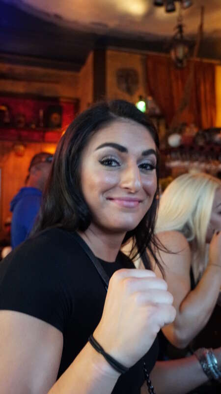 Sonia Deville during a taping of Total Divas during WrestleMania weekend in April 2018.