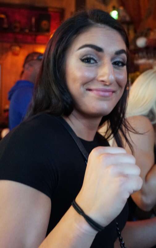 Sonia Deville during a taping of Total Divas during WrestleMania weekend in April 2018.