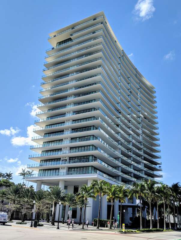 A condominium building on South Pointe Drive and Washington Avenue in Miami Beach, Florida. Photo by Jim Heaphy.