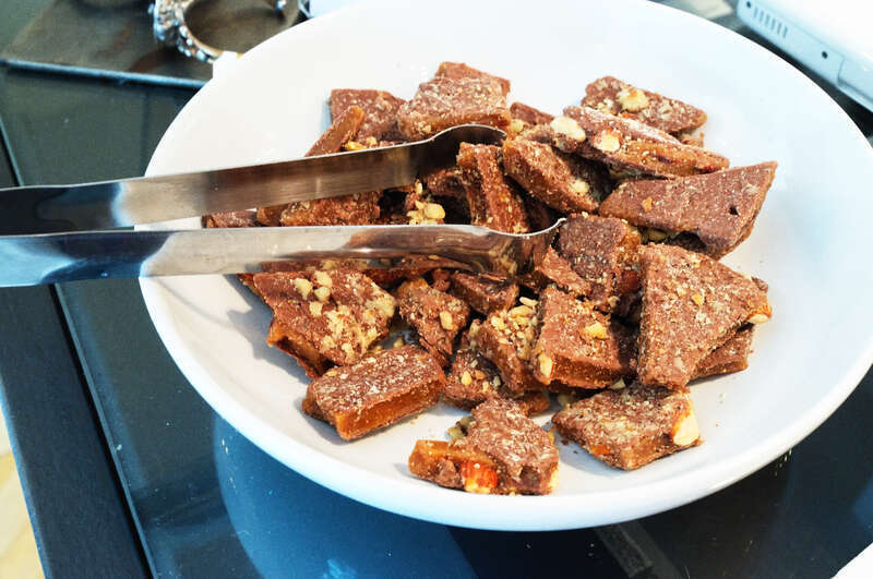 Laura Kathryn (dress store) had a plate of toffee made by Sugar in Crestline Village