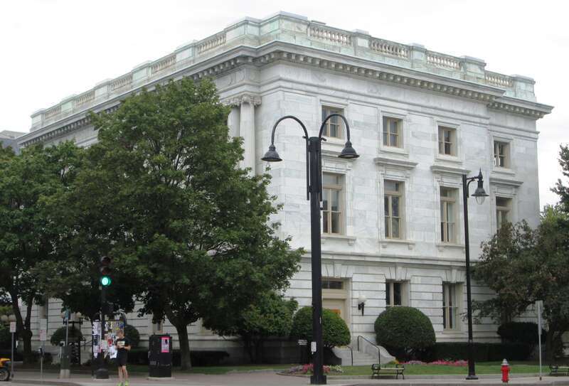 The U.S. Post Office and Custom House located at 175 Main Street at the corner of Church Street in Burlington, Vermont was built in 1906 and was designed by James Knox Taylor in the Beaux-Arts style.  Also known as the Smith-Goldberg U.S. Army