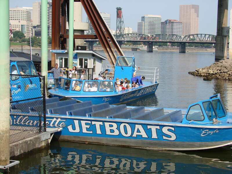 (1 in a multiple picture set)
Just off Interstate 405, on the east side of the Willamette River in Portland, OR, is a not-to-be-missed adventure.  You just have to take a ride on the FAST Willamette Jetboats.  You will find yourself zooming past the