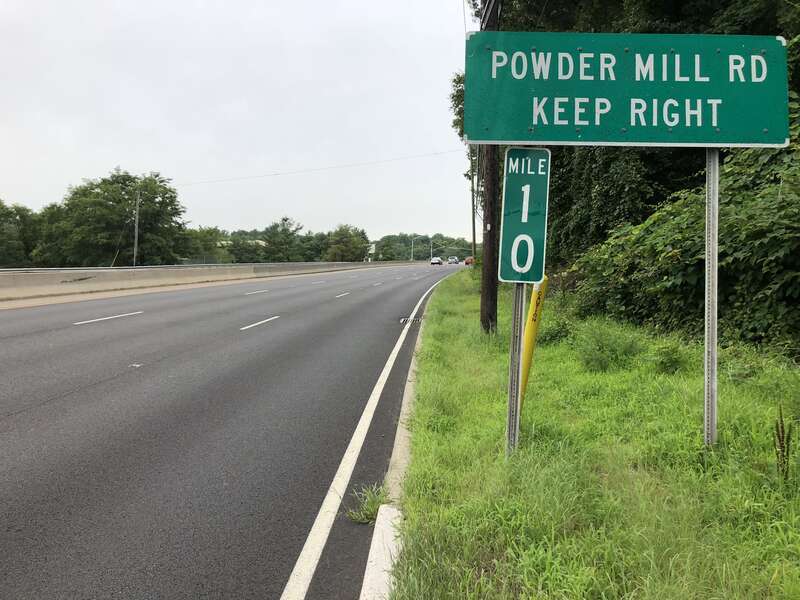 View west along New Jersey State Route 10 at Old Manor Road in Parsippany-Troy Hills Township, Morris County, New Jersey