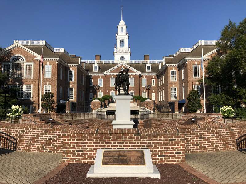 The east side of the Delaware Legislative Hall (Delaware Capitol Building) in Dover, Kent County, Delaware