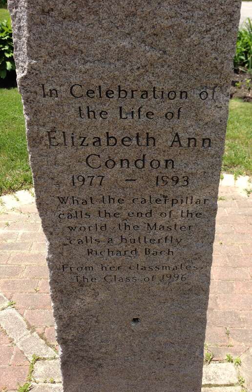 Memorial for Beth Condon on her memorial pathway